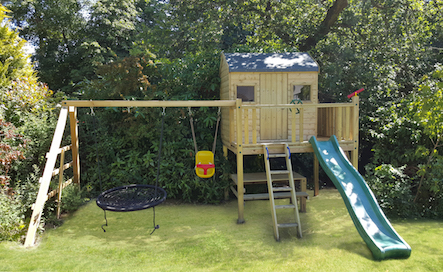 Garden Play Climbing Frame With Swing and Playhouse Tower