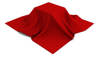 Surprise gifn under the red silk cloth on white background