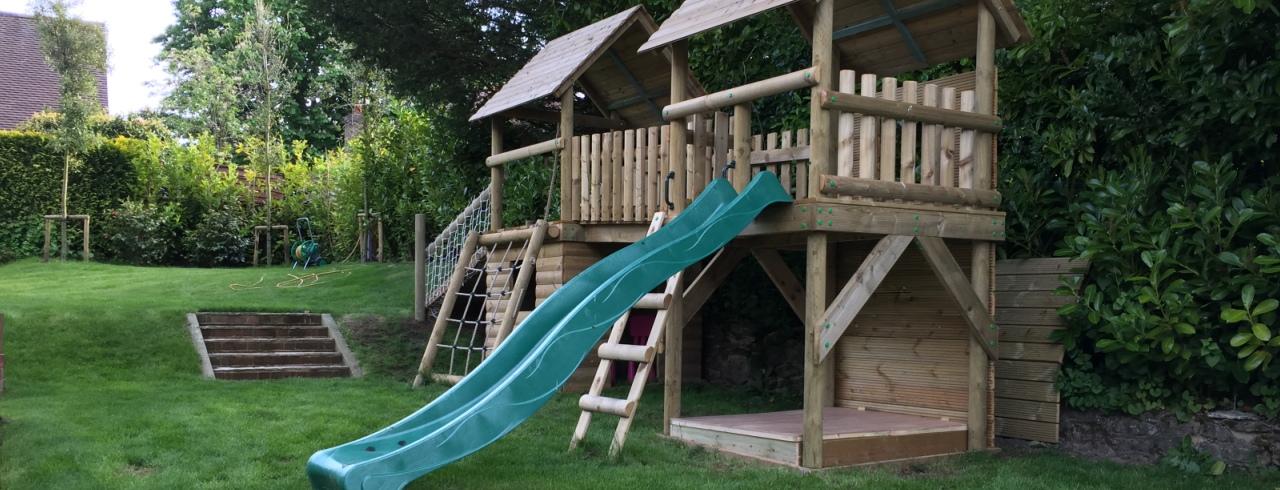 Double-Wooden-Twin-Tower-With-Ramp - Wooden Climbing Frame & Tree House ...