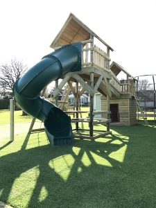 double tower wooden climbing frame