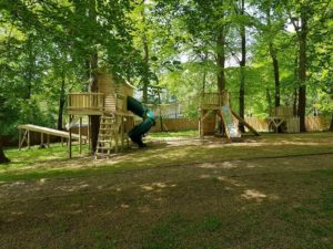Panorama of Triple Tree House with Zip Wire