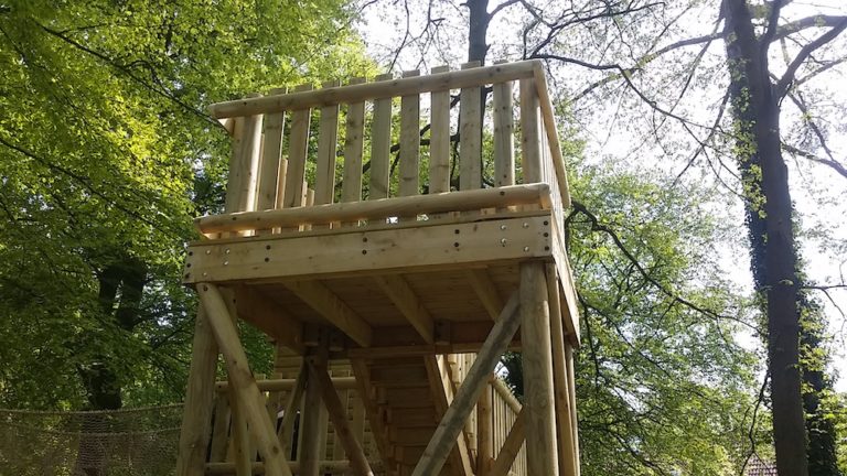 Viewing Platform from Zip Wire - Wooden Climbing Frame & Tree House ...