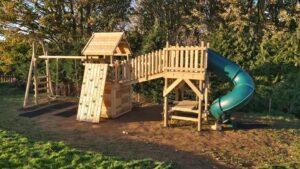 Play are with wooden connecting bridge